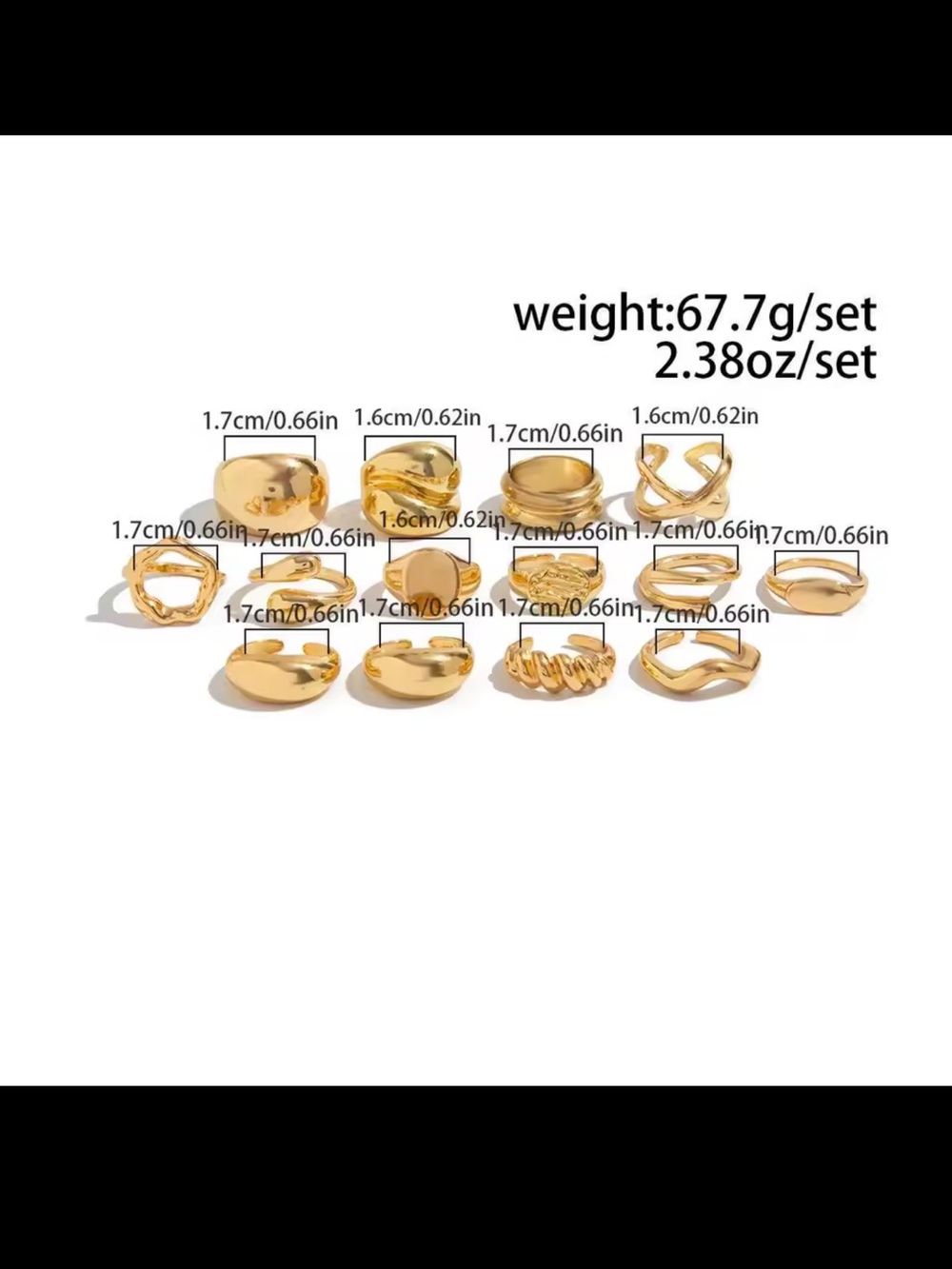 Retro Gold Rings Set - Picture 2 of 5